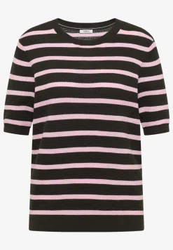 Kurzarm Pullover mit Struktur und Streifen