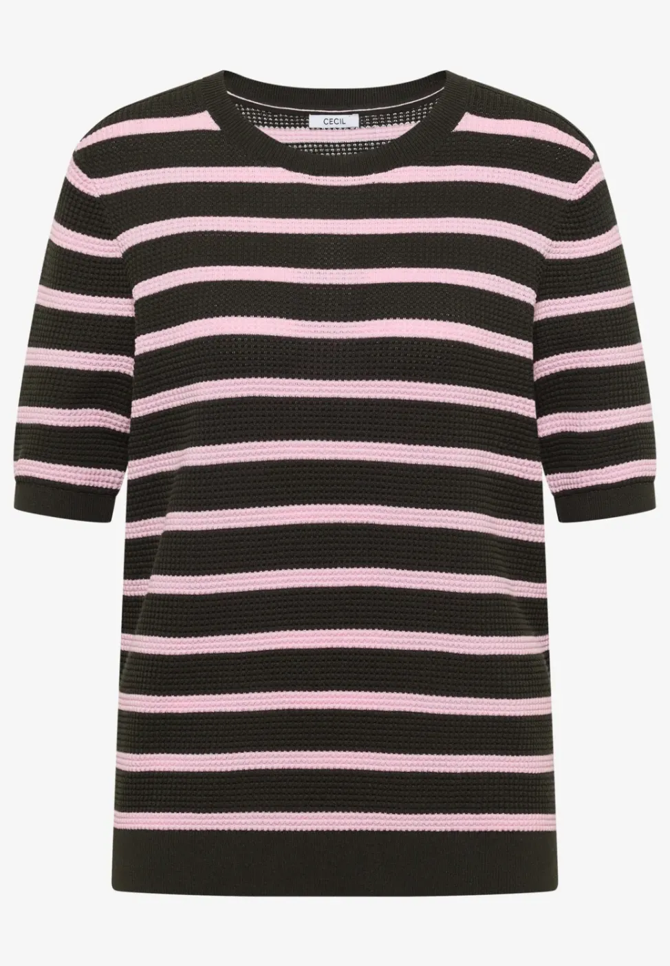 Kurzarm Pullover mit Struktur und Streifen