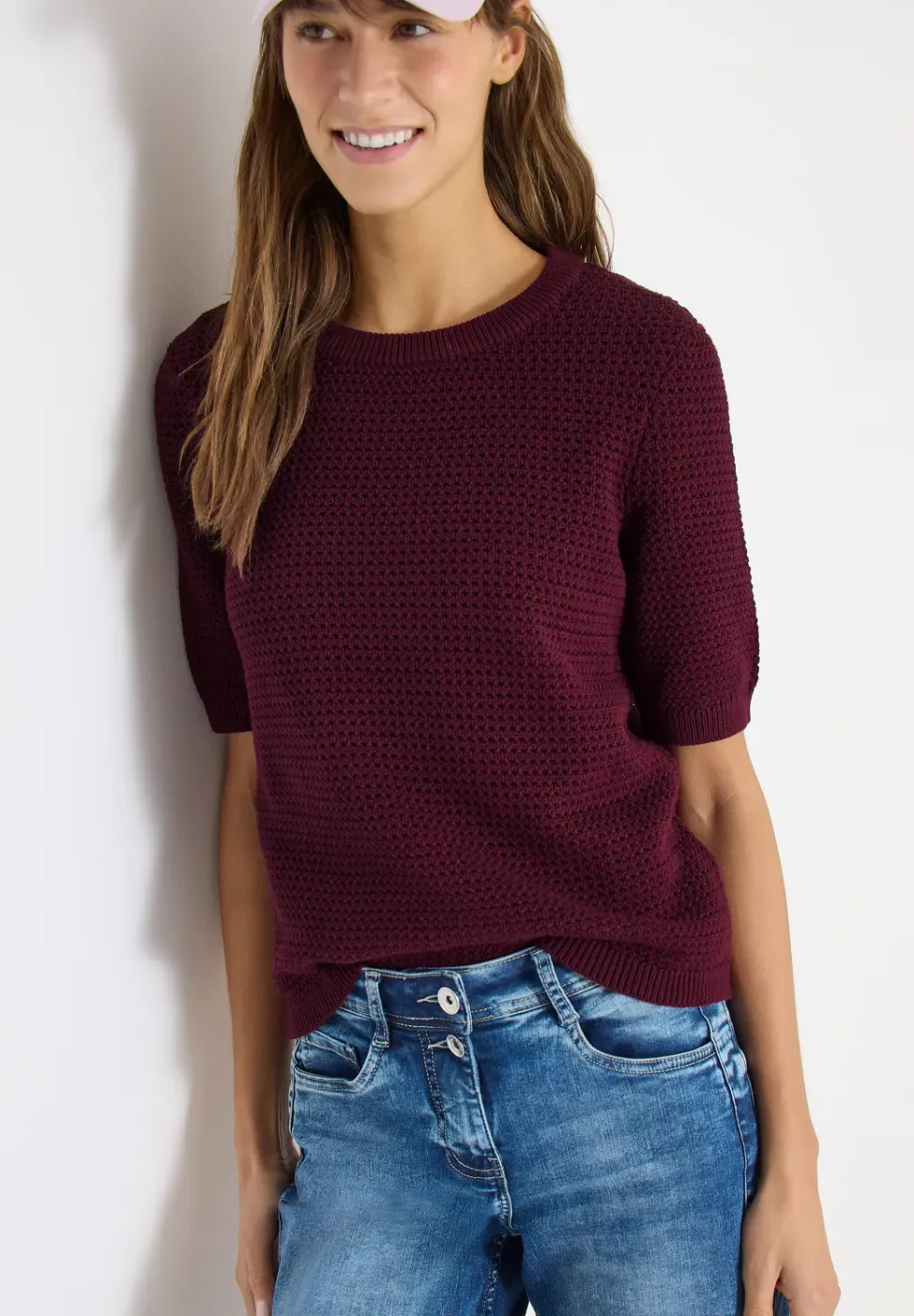 Kurzarm Pullover mit Struktur