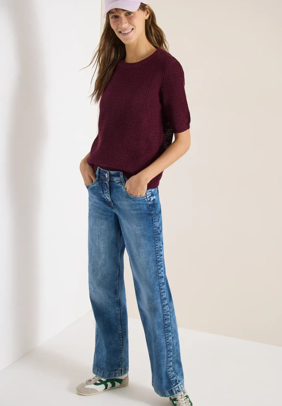 Kurzarm Pullover mit Struktur