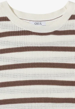 Kurzarm Pullover mit Struktur und Streifen