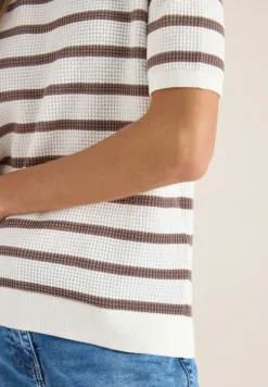 Kurzarm Pullover mit Struktur und Streifen