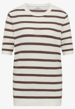Kurzarm Pullover mit Struktur und Streifen