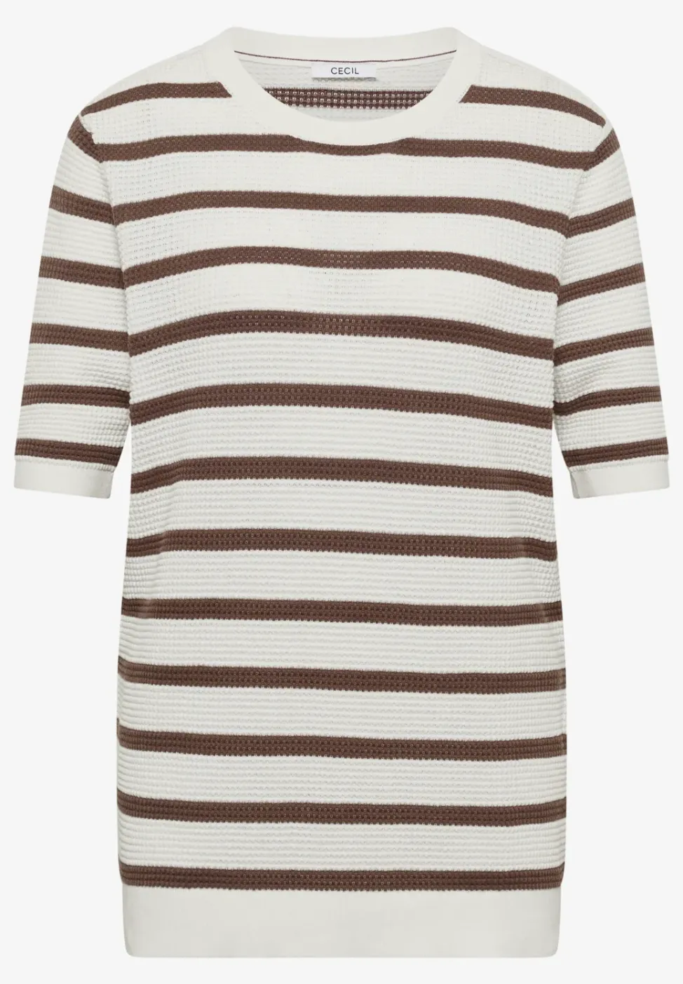 Kurzarm Pullover mit Struktur und Streifen