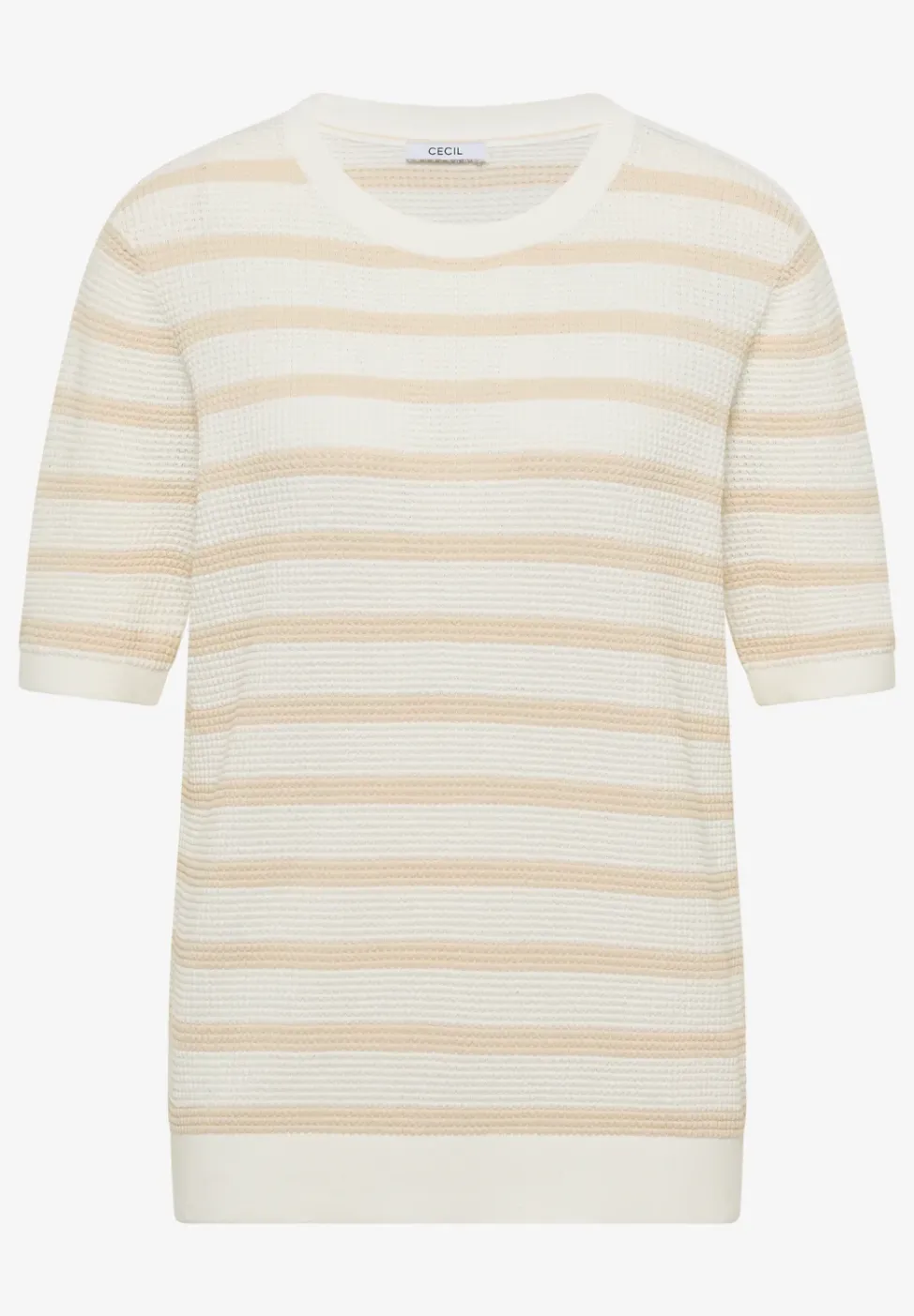 Kurzarm Pullover mit Struktur und Streifen