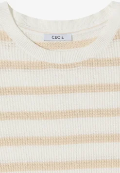 Kurzarm Pullover mit Struktur und Streifen