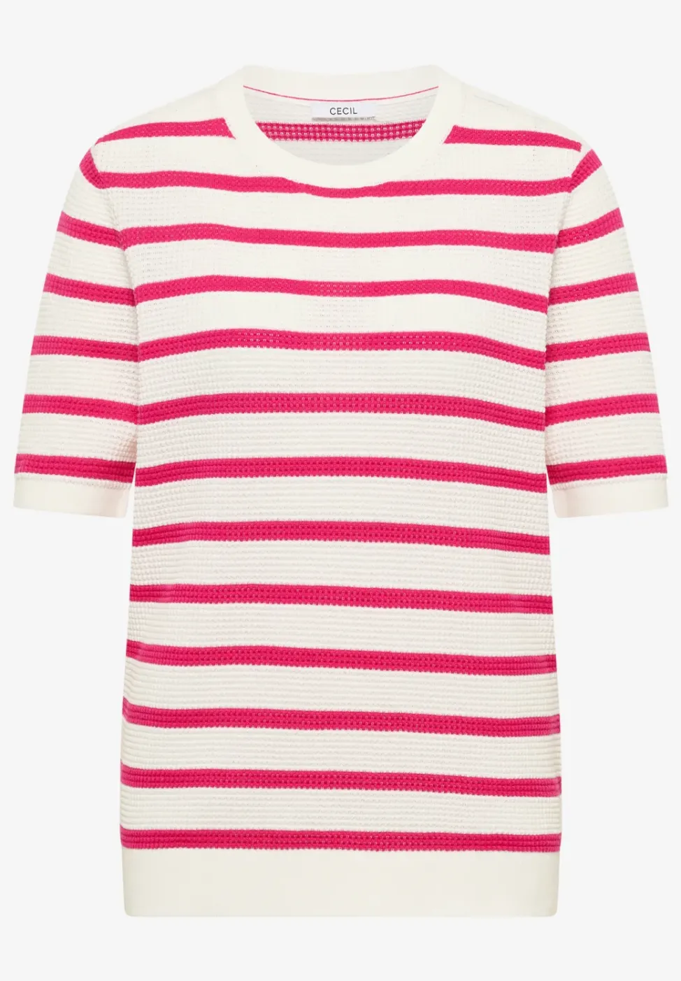 Kurzarm Pullover mit Struktur und Streifen