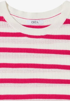 Kurzarm Pullover mit Struktur und Streifen