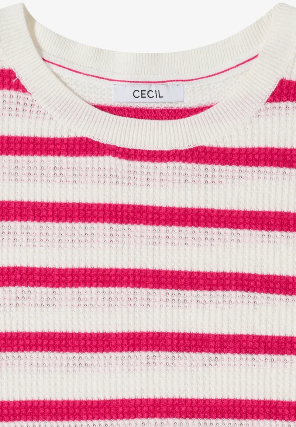 Kurzarm Pullover mit Struktur und Streifen