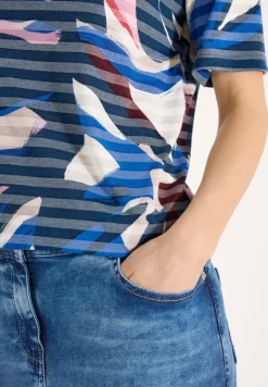 Kurzarm Shirt mit Ausbrennerstreifen