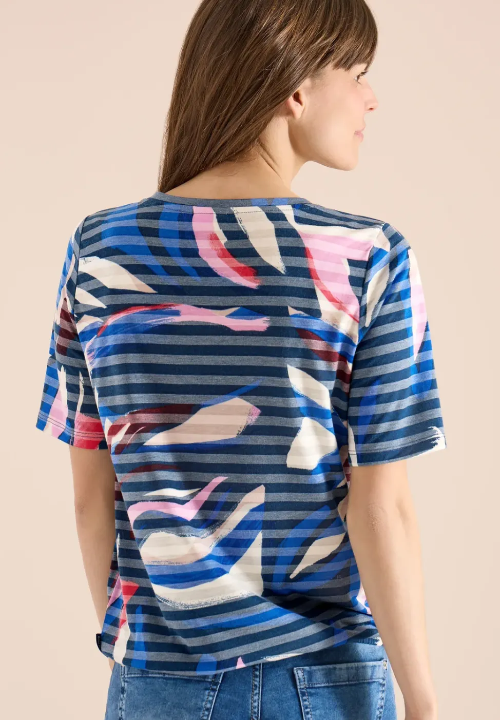 Kurzarm Shirt mit Ausbrennerstreifen