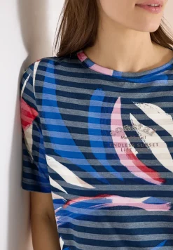 Kurzarm Shirt mit Ausbrennerstreifen