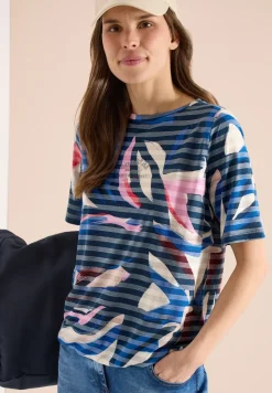 Kurzarm Shirt mit Ausbrennerstreifen