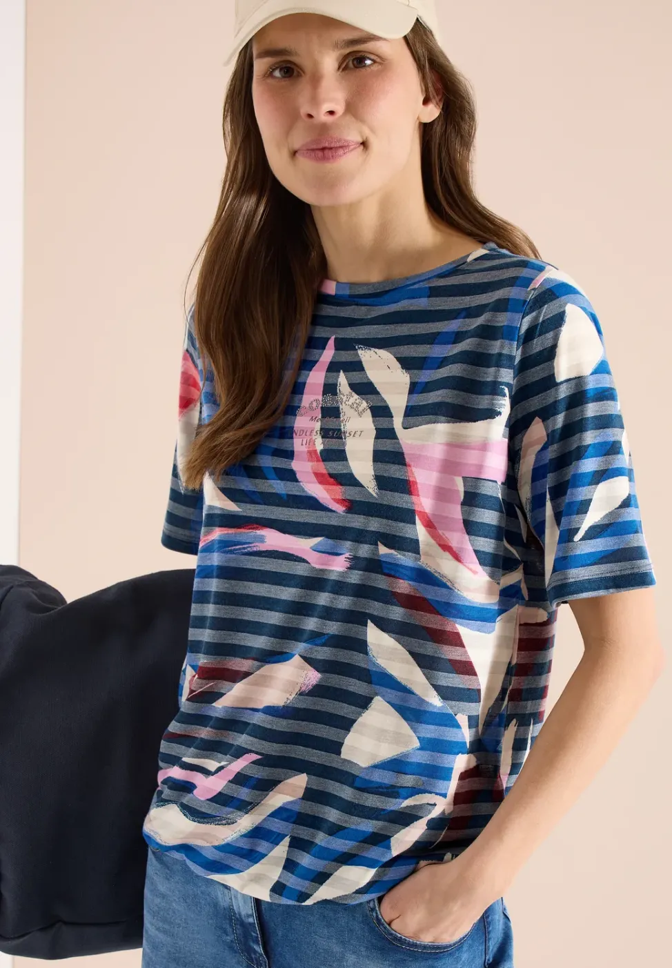 Kurzarm Shirt mit Ausbrennerstreifen