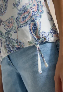 Kurzarm Shirt mit Boat Neck und Raffung