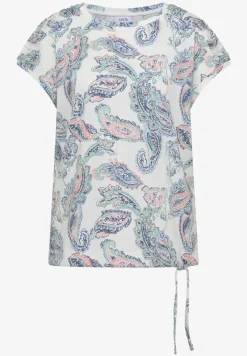 Kurzarm Shirt mit Boat Neck und Raffung