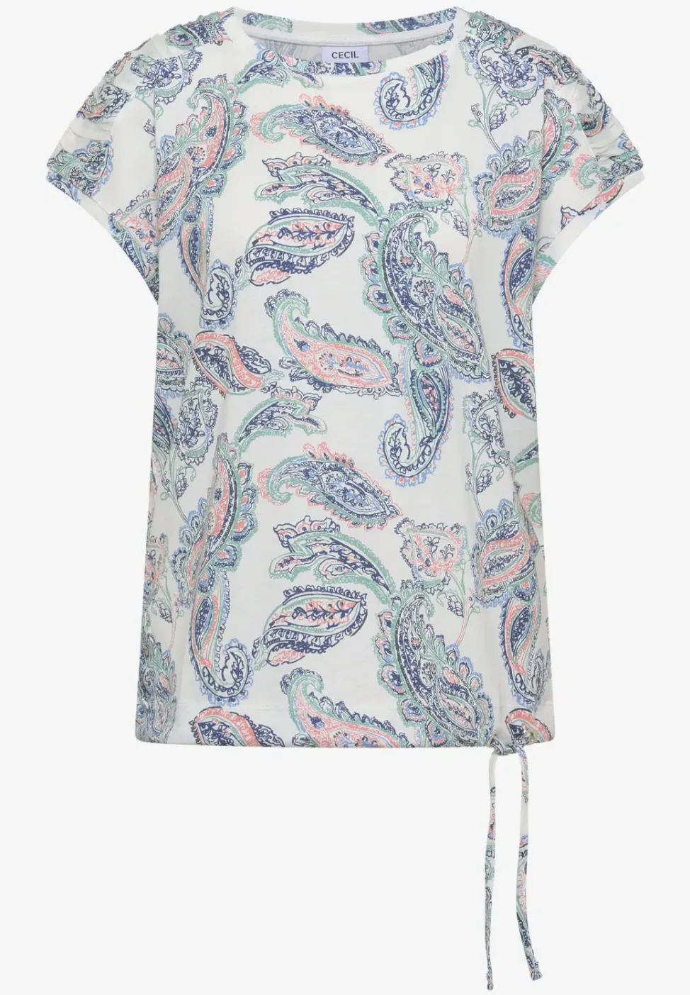 Kurzarm Shirt mit Boat Neck und Raffung