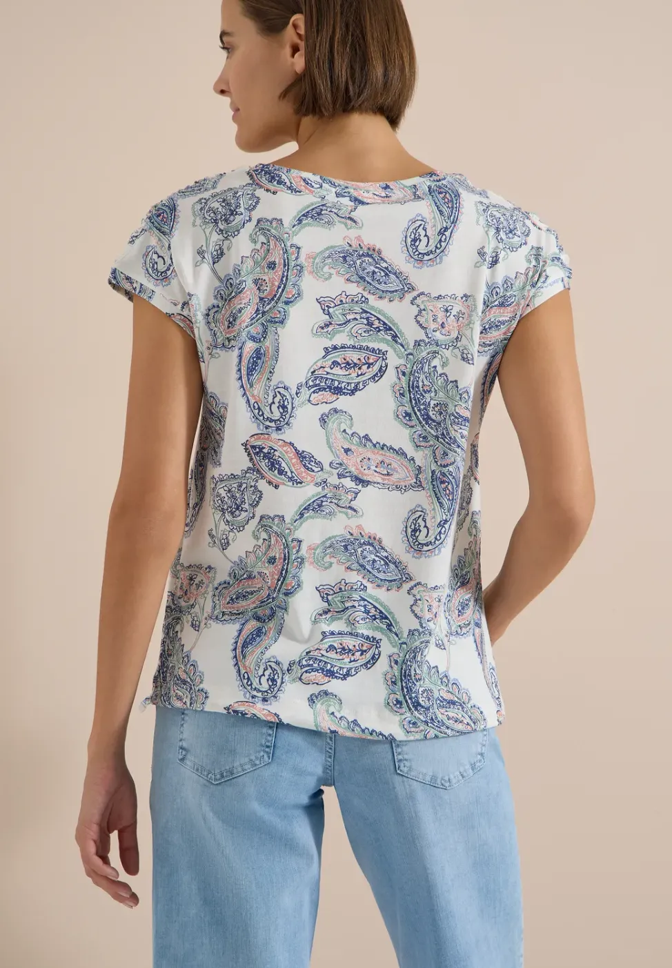 Kurzarm Shirt mit Boat Neck und Raffung