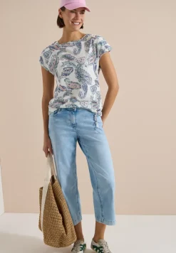 Kurzarm Shirt mit Boat Neck und Raffung