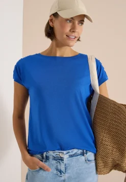 Kurzarm Shirt mit Boatneck und Raffung