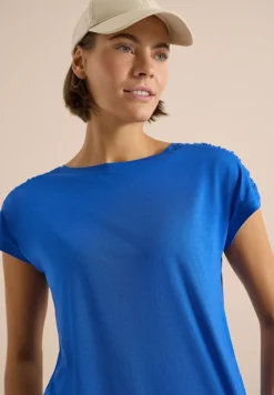 Kurzarm Shirt mit Boatneck und Raffung