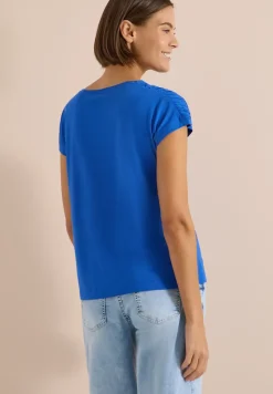 Kurzarm Shirt mit Boatneck und Raffung