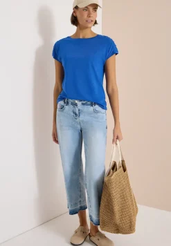 Kurzarm Shirt mit Boatneck und Raffung