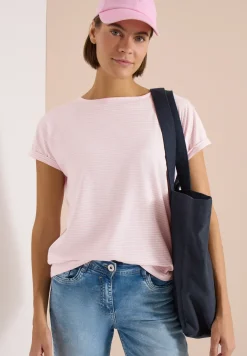 Kurzarm Shirt mit Boatneck und Knöpfen