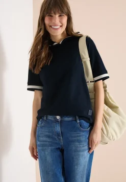 Kurzarm Shirt mit Kapuze und Rippdetails