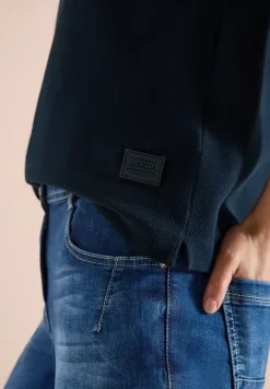 Kurzarm Shirt mit Kapuze und Rippdetails