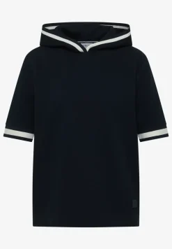 Kurzarm Shirt mit Kapuze und Rippdetails