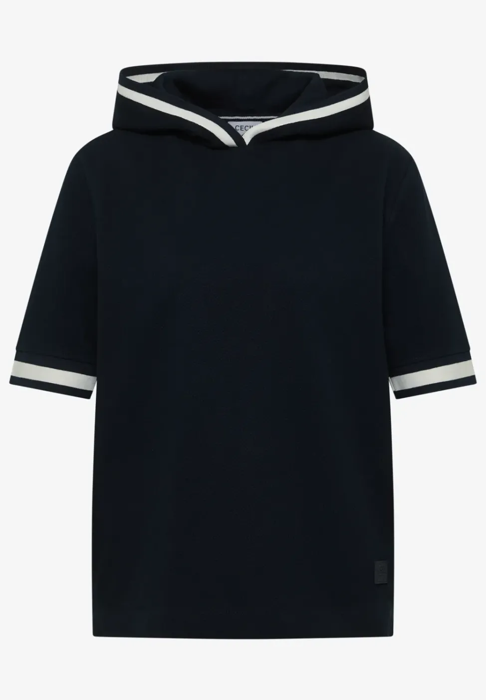 Kurzarm Shirt mit Kapuze und Rippdetails