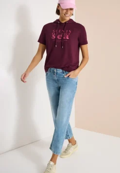 Kurzarm Shirt mit Kapuze und Wording