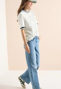 Kurzarm Shirt mit Kapuze und Rippdetails