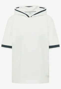 Kurzarm Shirt mit Kapuze und Rippdetails