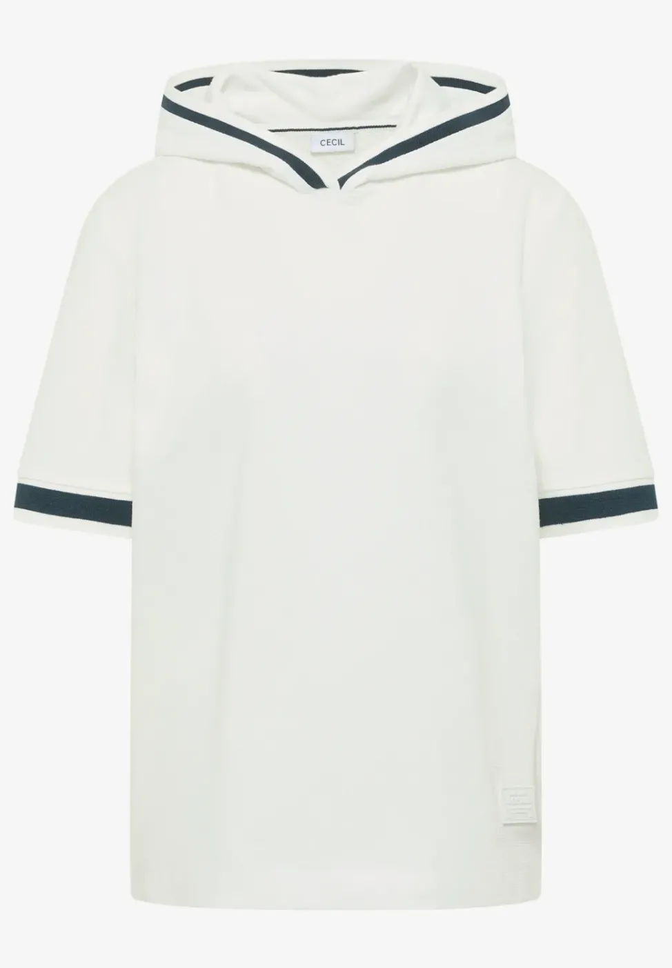 Kurzarm Shirt mit Kapuze und Rippdetails