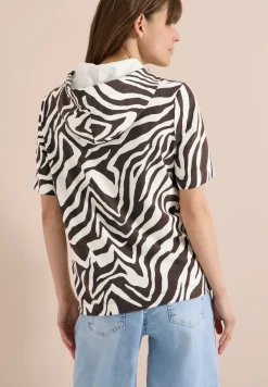 Kurzarm Shirt mit Kapuze und Struktur