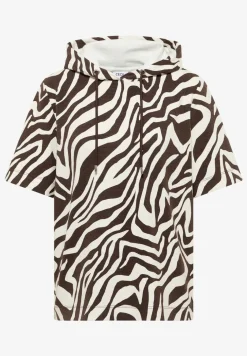 Kurzarm Shirt mit Kapuze und Struktur