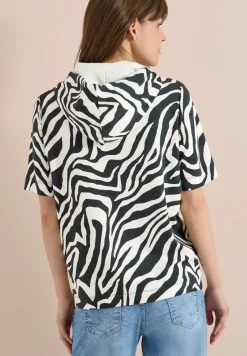 Kurzarm Shirt mit Kapuze und Struktur