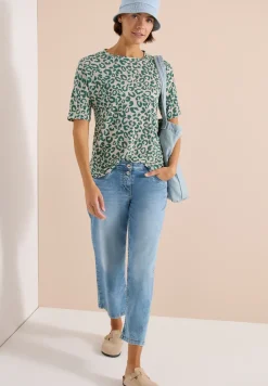 Kurzarm Shirt mit Knöpfen und Leo-Print