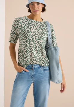 Kurzarm Shirt mit Knöpfen und Leo-Print