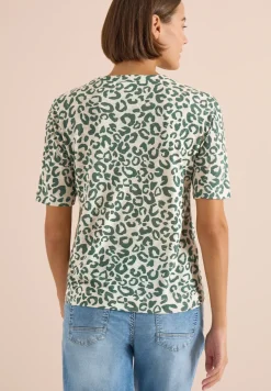 Kurzarm Shirt mit Knöpfen und Leo-Print