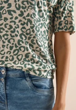 Kurzarm Shirt mit Knöpfen und Leo-Print