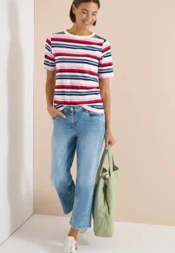 Kurzarm Shirt mit Multicolor Streifen
