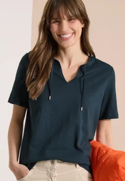 Kurzarm Shirt mit Split Neck