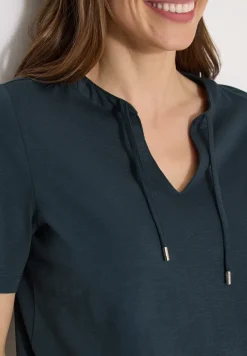Kurzarm Shirt mit Split Neck