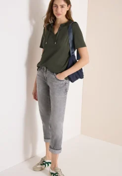 Kurzarm Shirt mit Split Neck