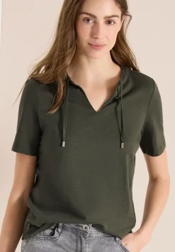 Kurzarm Shirt mit Split Neck