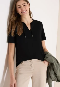 Kurzarm Shirt mit Split Neck