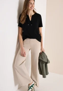 Kurzarm Shirt mit Split Neck